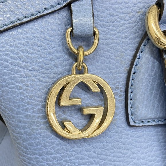 Gucci Interlocking G Handbag 449651 Leather Blue Champagne 2-Way Bag for Women - Picture 13 of 14